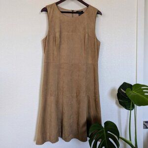 Alfani Faux Suede Sleeveless Knee Length Minimalist Western Work Dress Tan 12